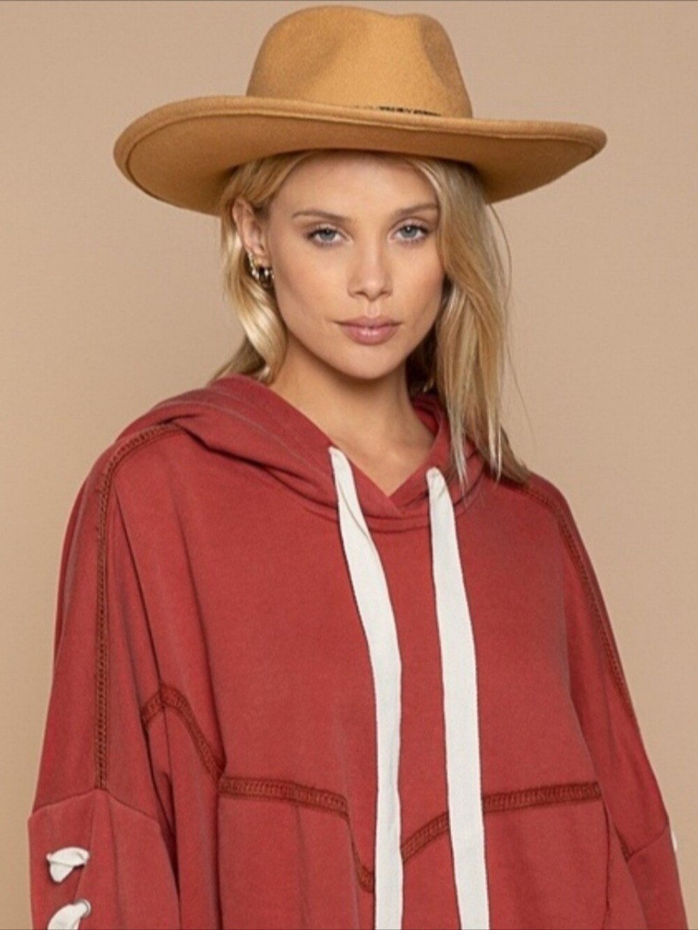 POL French Terry Hoodie with Criss-Cross Laced Sleeves Sz Small